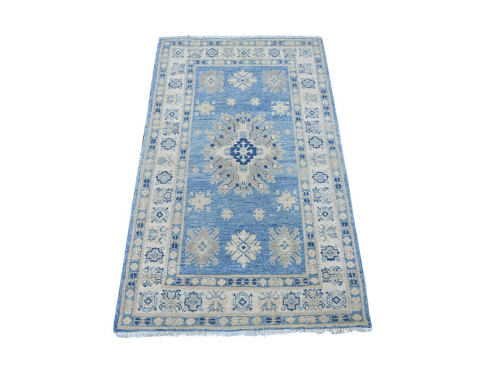 2'11" x 4'9" New Hand Knotted Blue Wool Rectangle Oriental Rug - MOA10221799