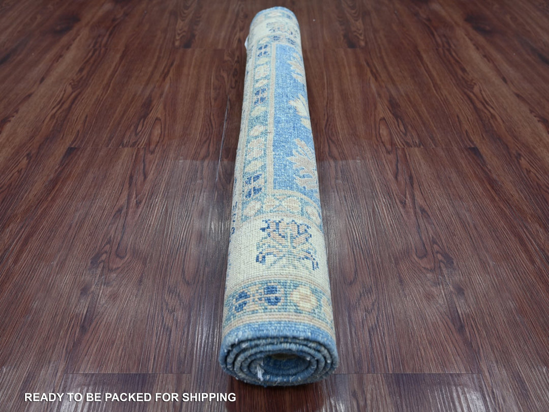 2'11" x 4'9" New Hand Knotted Blue Wool Rectangle Oriental Rug - MOA10221799
