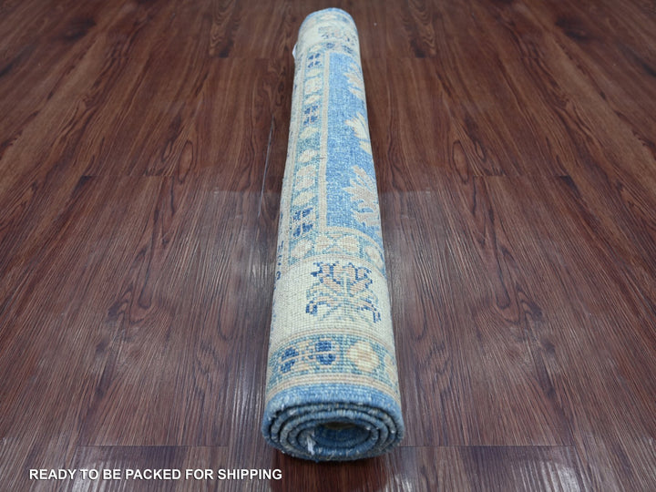 2'11" x 4'9" New Hand Knotted Blue Wool Rectangle Oriental Rug - MOA10221799
