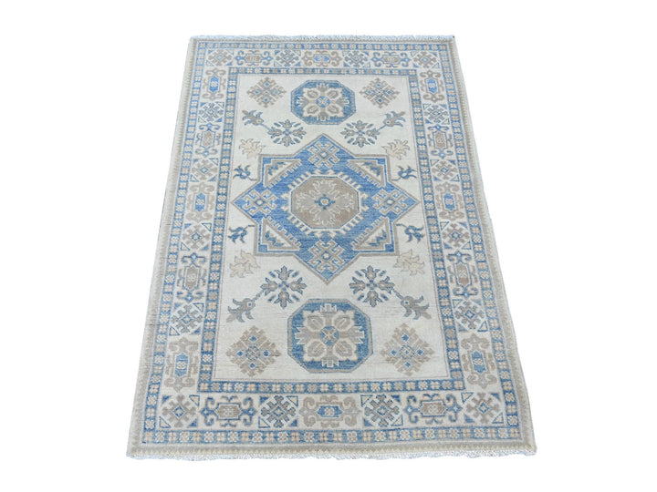 3'3" x 4'7" New Hand Knotted Ivory Wool Rectangle Oriental Rug - MOA10221800