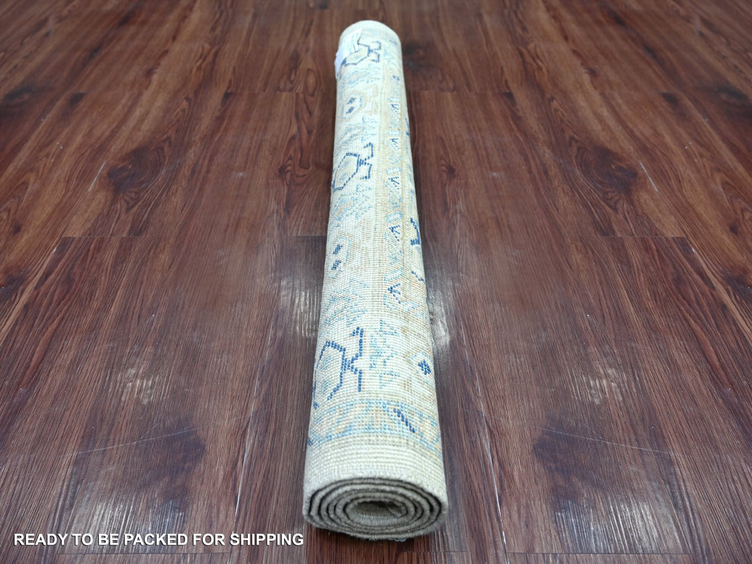 3'2" x 4'8" New Hand Knotted Ivory Wool Rectangle Oriental Rug - MOA10221801