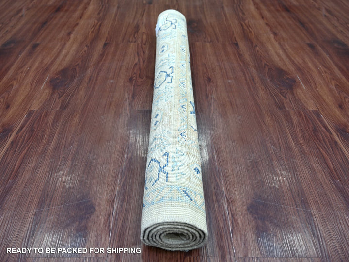 3'2" x 4'8" New Hand Knotted Ivory Wool Rectangle Oriental Rug - MOA10221801