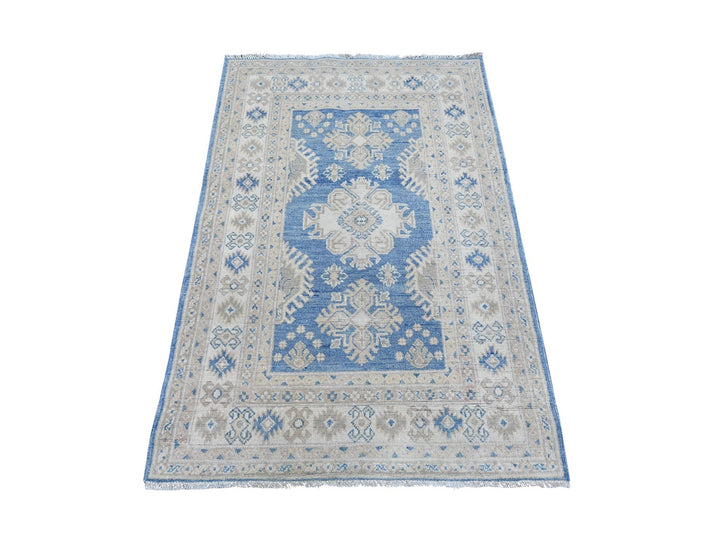 3'3" x 4'10" New Hand Knotted Blue Wool Rectangle Oriental Rug - MOA10221802