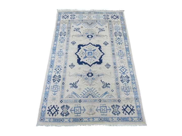 3'2" x 4'11" New Hand Knotted Ivory Wool Rectangle Oriental Rug - MOA10221803