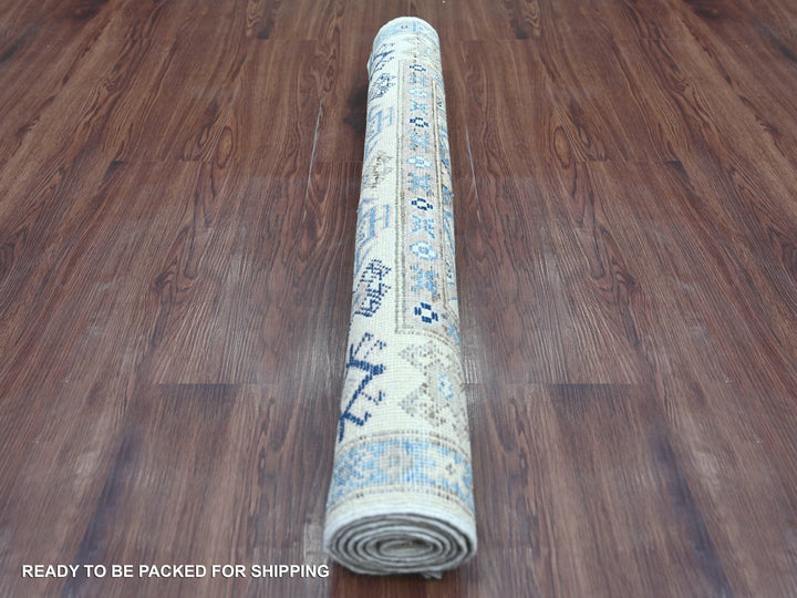 3'2" x 4'11" New Hand Knotted Ivory Wool Rectangle Oriental Rug - MOA10221803