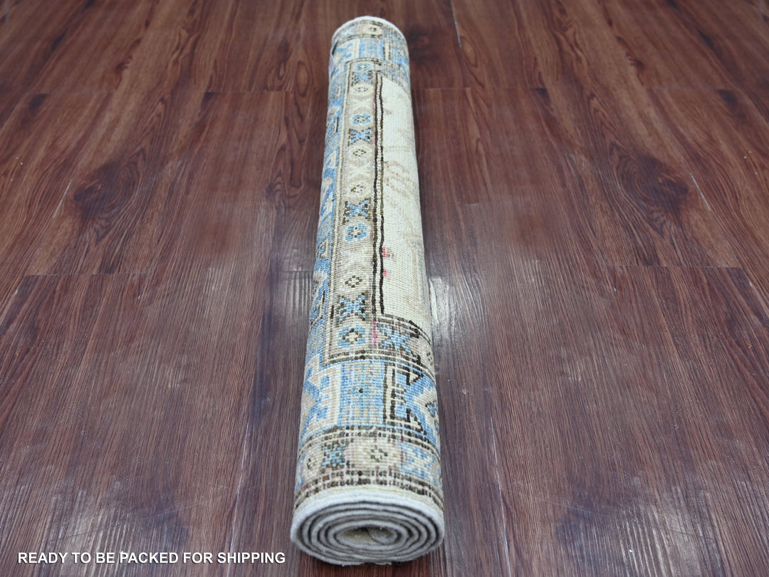 2'11" x 4'10" New Hand Knotted Ivory Wool Rectangle Oriental Rug - MOA10221807