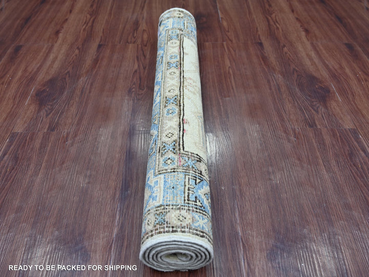 2'11" x 4'10" New Hand Knotted Ivory Wool Rectangle Oriental Rug - MOA10221807