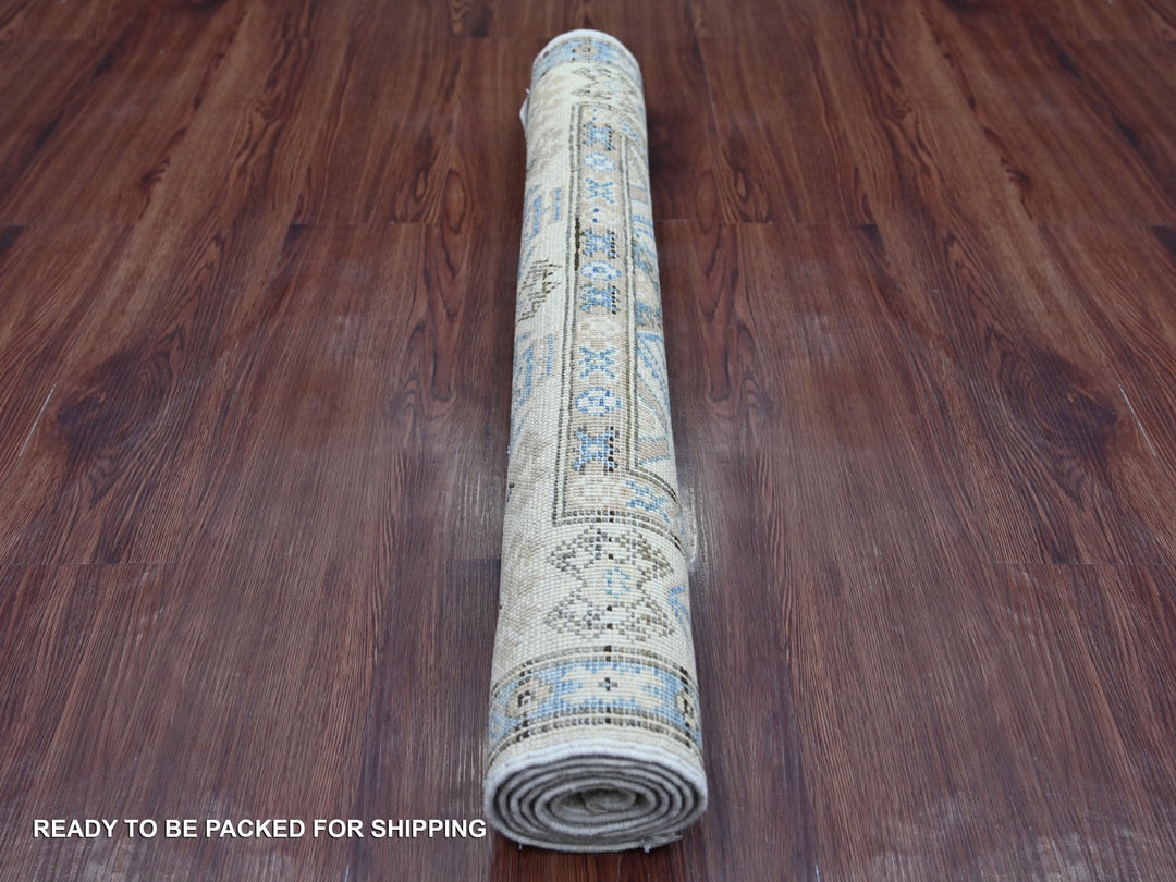 2'10" x 4'8" New Hand Knotted Ivory Wool Rectangle Oriental Rug - MOA10221809