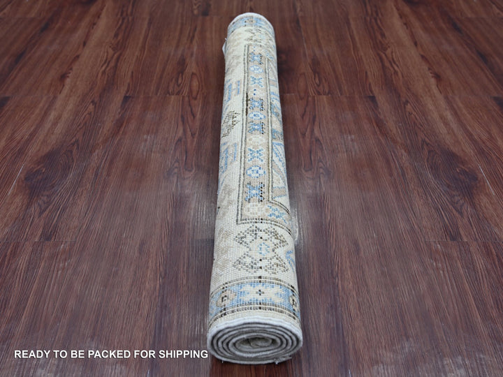 2'10" x 4'8" New Hand Knotted Ivory Wool Rectangle Oriental Rug - MOA10221809