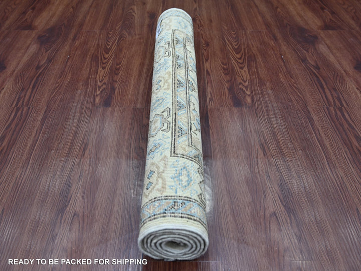 2'10" x 4'8" New Hand Knotted Ivory Wool Rectangle Oriental Rug - MOA10221811
