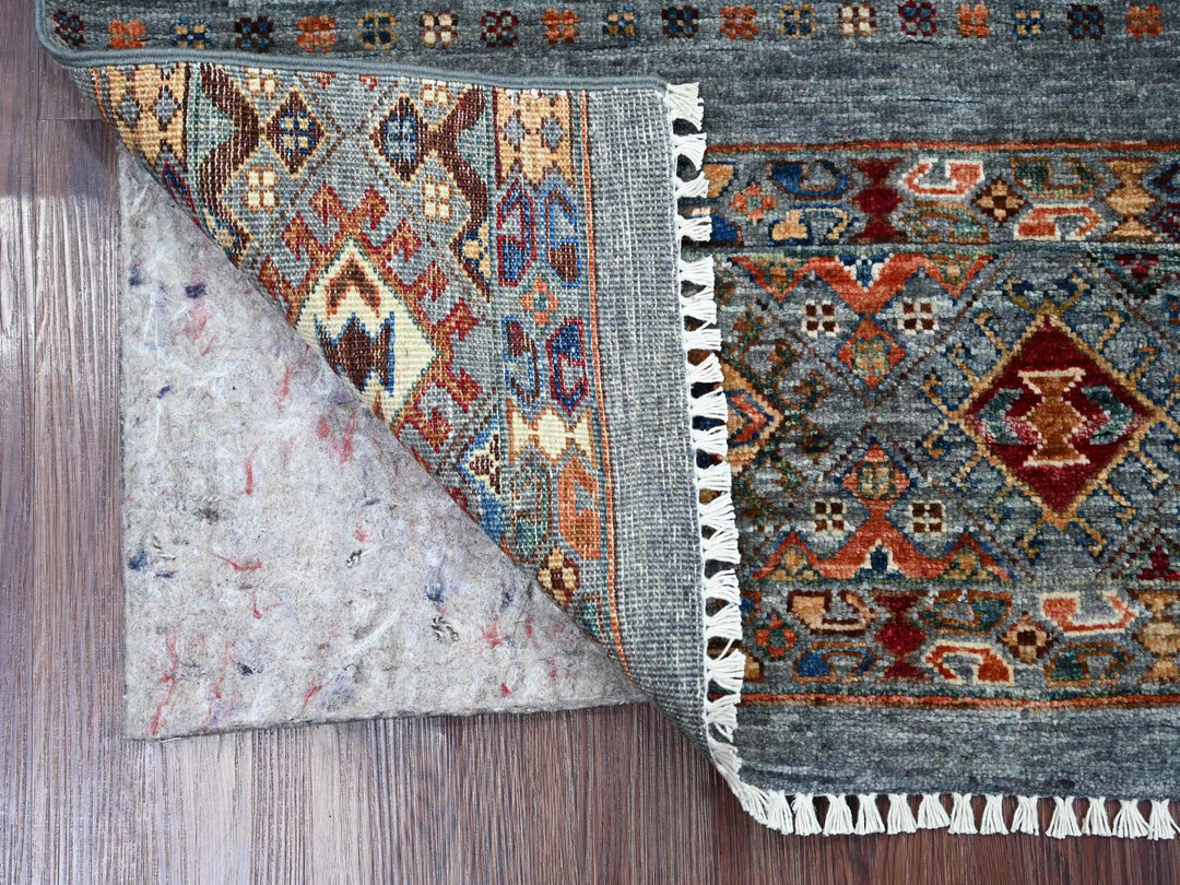 3'1" x 4'3" New Hand Knotted Grey Wool Rectangle Oriental Rug - MOA10221813