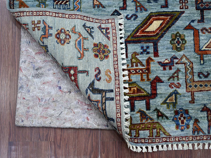 3'2" x 4'11" New Hand Knotted Blue Wool Rectangle Oriental Rug - MOA10221814