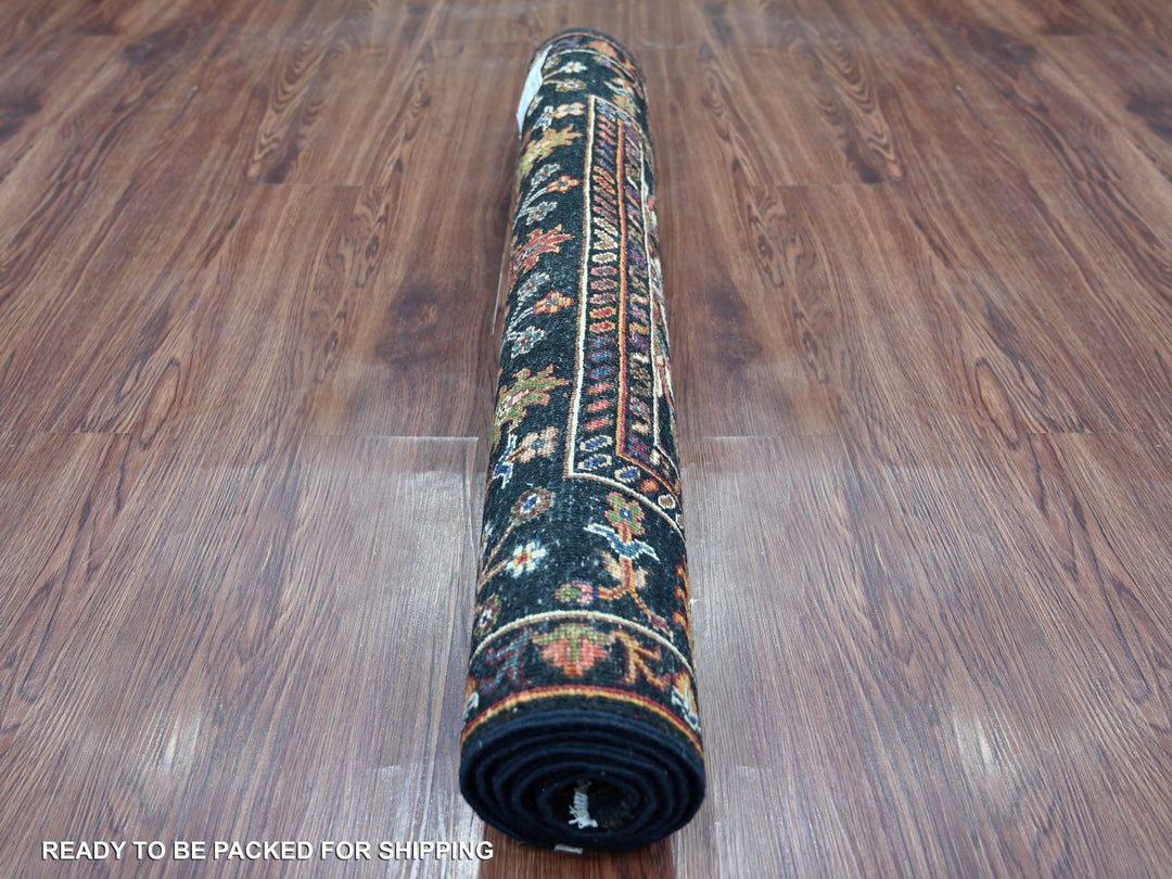3'3" x 4'11" New Hand Knotted Black Wool Rectangle Oriental Rug - MOA10221815