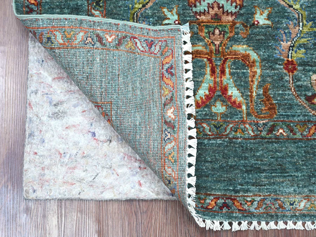 2'10" x 4'3" New Hand Knotted Blue Wool Rectangle Oriental Rug - MOA10221819