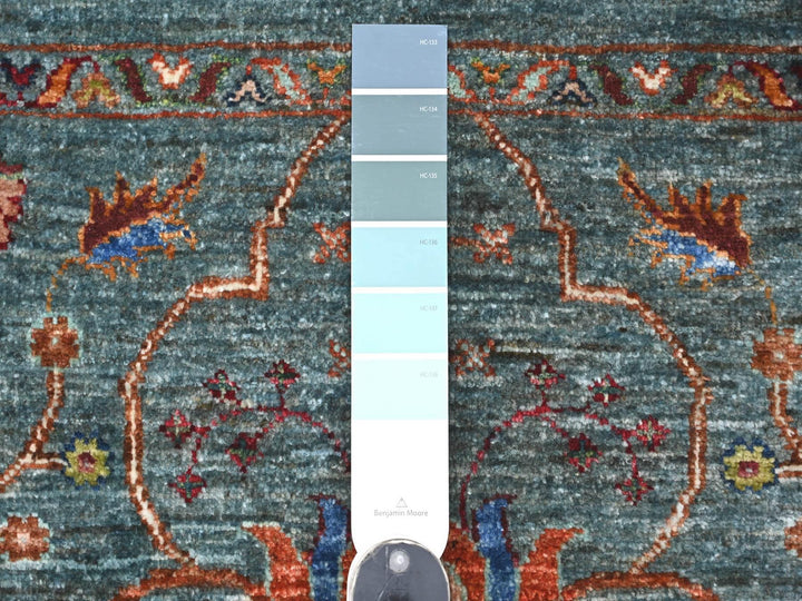 2'10" x 4'3" New Hand Knotted Blue Wool Rectangle Oriental Rug - MOA10221819