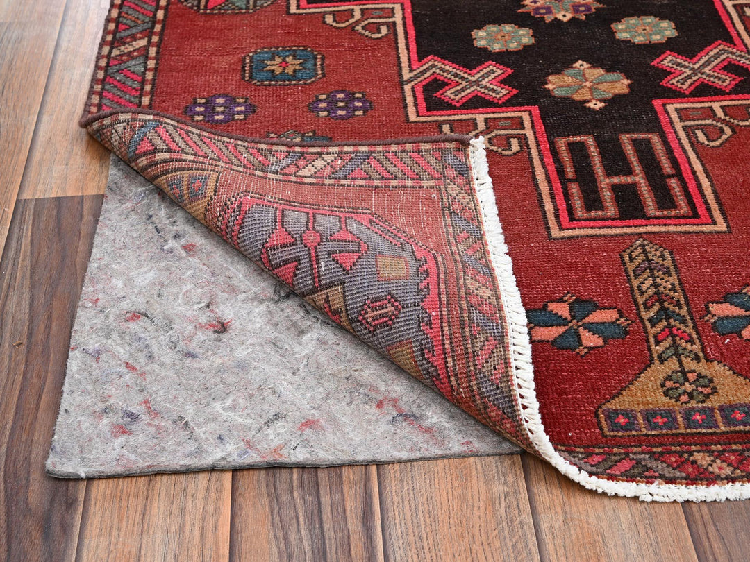 3'0" x 9'9" Vintage Hand Knotted Red Wool Runner Oriental Rug - MOA1022181