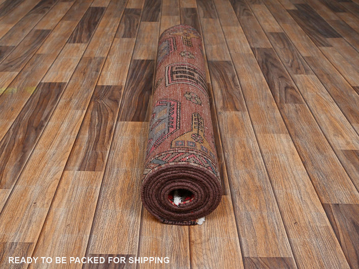 3'0" x 9'9" Vintage Hand Knotted Red Wool Runner Oriental Rug - MOA1022181