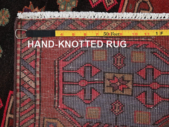 3'0" x 9'9" Vintage Hand Knotted Red Wool Runner Oriental Rug - MOA1022181