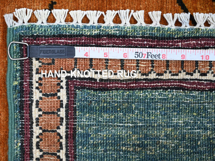 3'5" x 4'10" New Hand Knotted Green Wool Rectangle Oriental Rug - MOA10221821