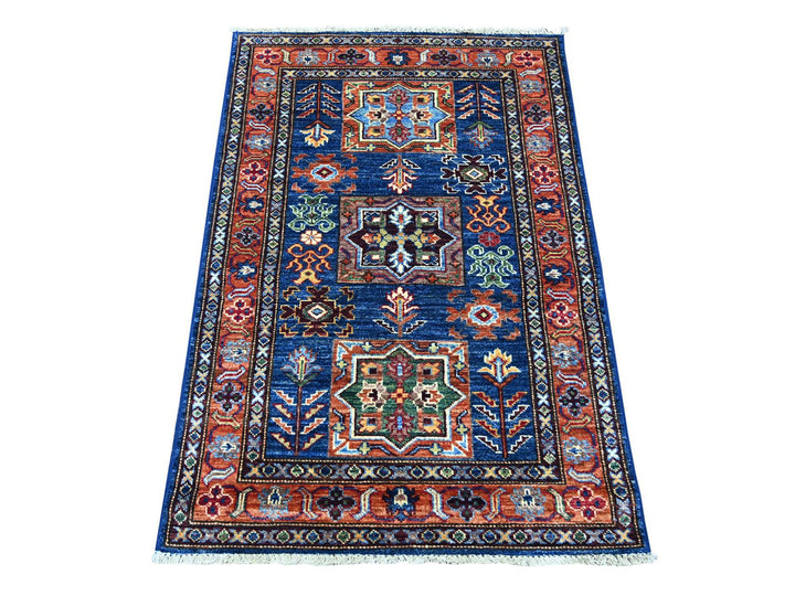 2'9" x 4'1" New Hand Knotted Blue Wool Rectangle Oriental Rug - MOA10221822