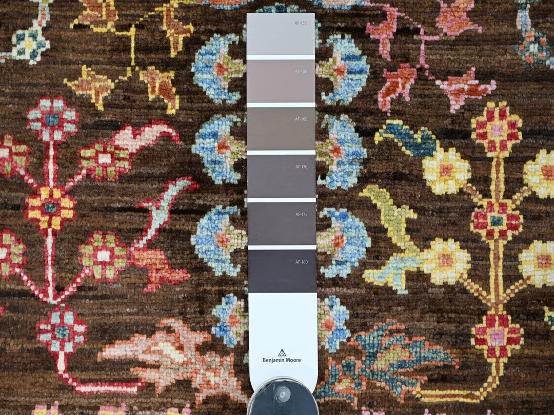 2'8" x 8'3" New Hand Knotted Brown Wool Runner Oriental Rug - MOA10221825