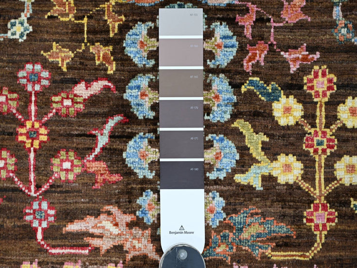 2'8" x 8'3" New Hand Knotted Brown Wool Runner Oriental Rug - MOA10221825