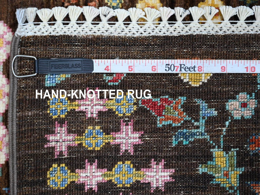 2'8" x 8'3" New Hand Knotted Brown Wool Runner Oriental Rug - MOA10221825