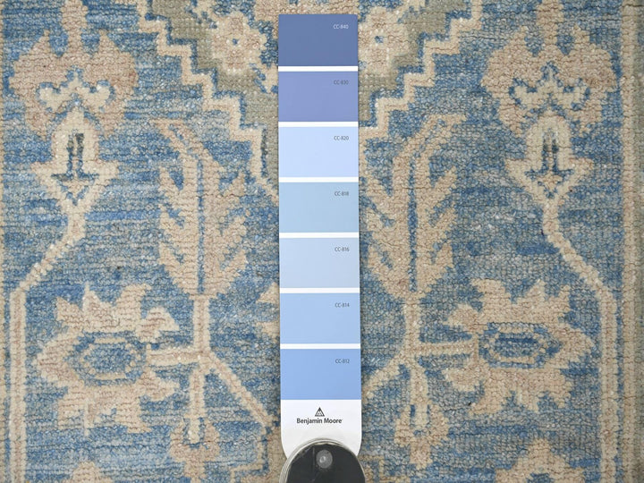 2'11" x 12'7" New Hand Knotted Blue Wool Runner Oriental Rug - MOA10221827