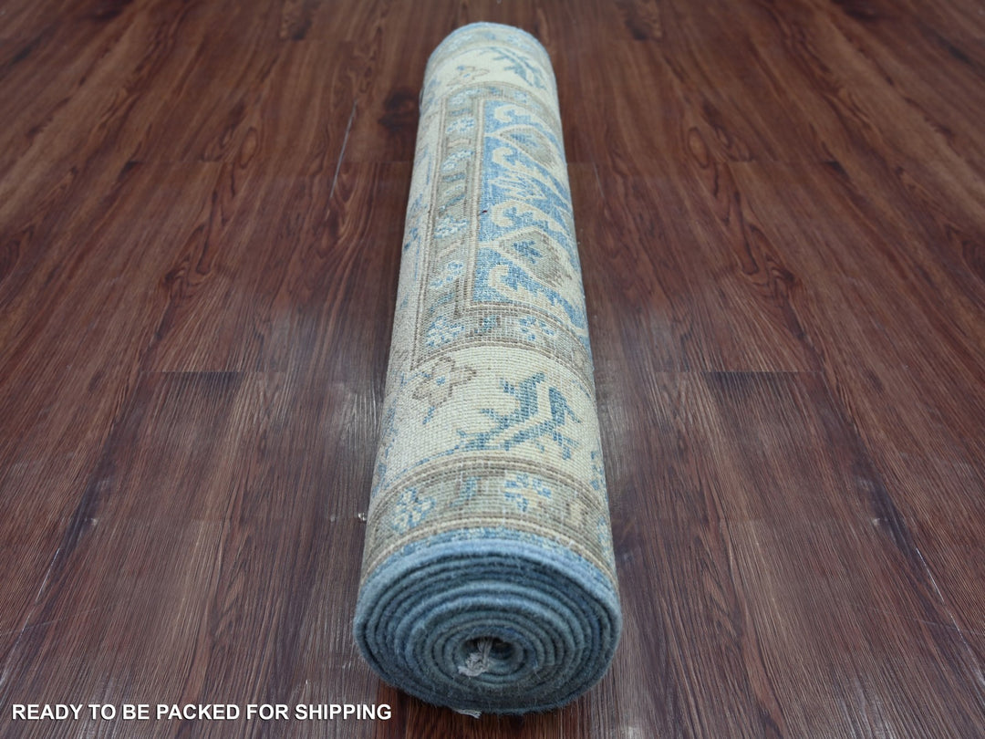 2'11" x 12'7" New Hand Knotted Blue Wool Runner Oriental Rug - MOA10221827