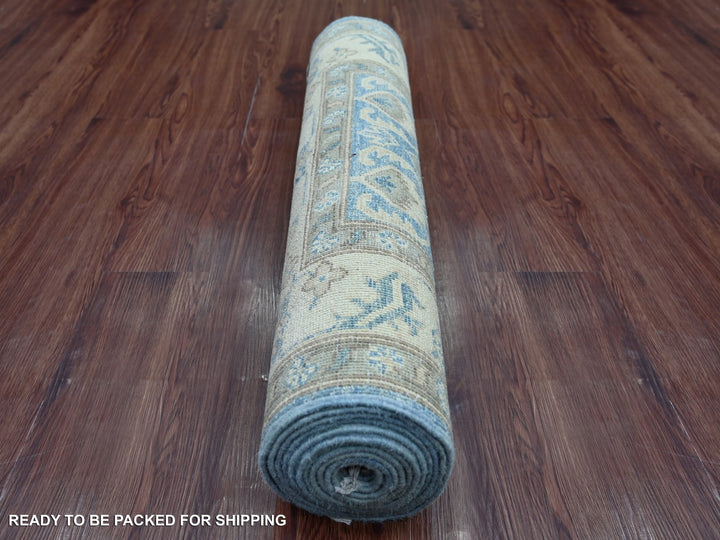 2'11" x 12'7" New Hand Knotted Blue Wool Runner Oriental Rug - MOA10221827