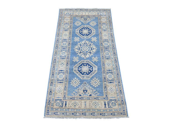 2'9" x 5'5" New Hand Knotted Blue Wool Runner Oriental Rug - MOA10221828