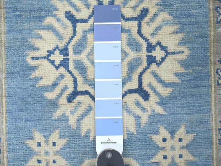 2'9" x 5'5" New Hand Knotted Blue Wool Runner Oriental Rug - MOA10221828