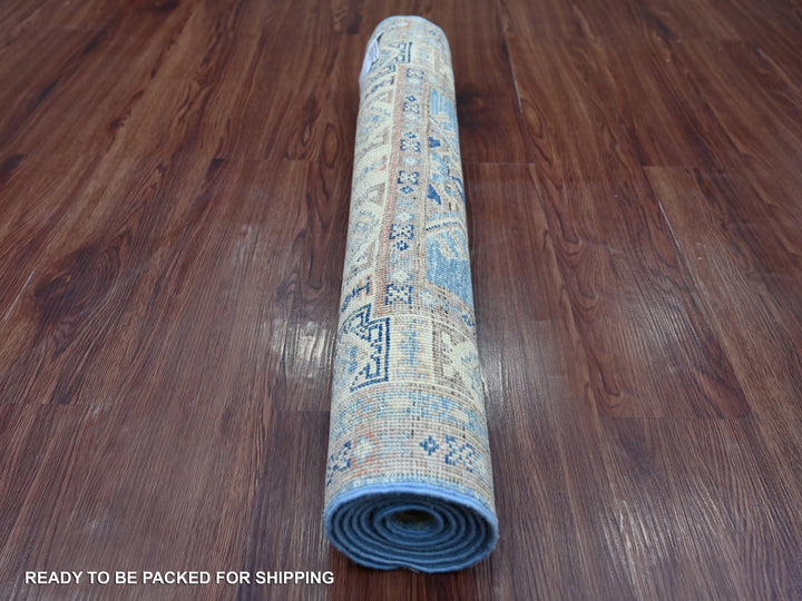 2'9" x 5'5" New Hand Knotted Blue Wool Runner Oriental Rug - MOA10221828