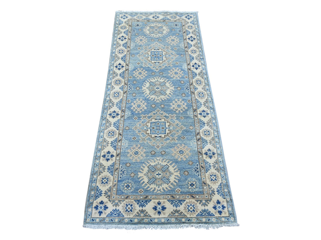 2'7" x 6'4" New Hand Knotted Blue Wool Runner Oriental Rug - MOA10221831