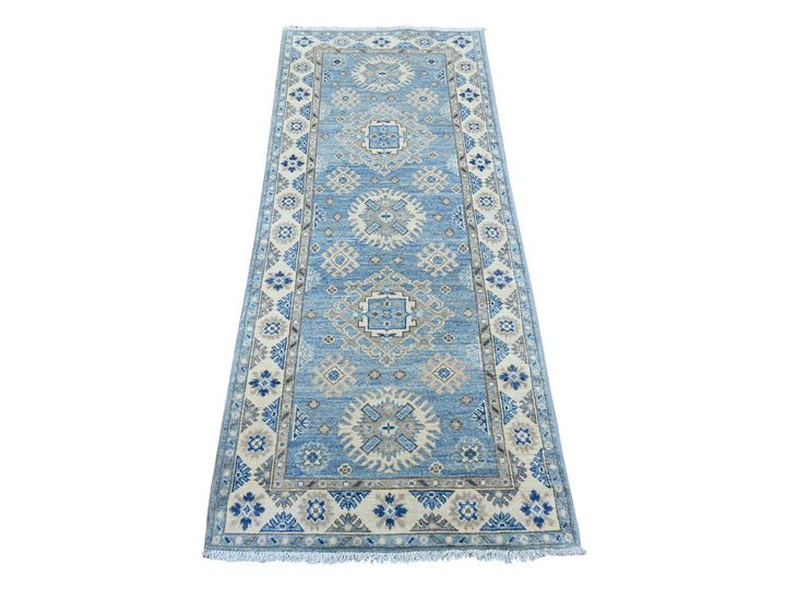 2'7" x 6'4" New Hand Knotted Blue Wool Runner Oriental Rug - MOA10221831