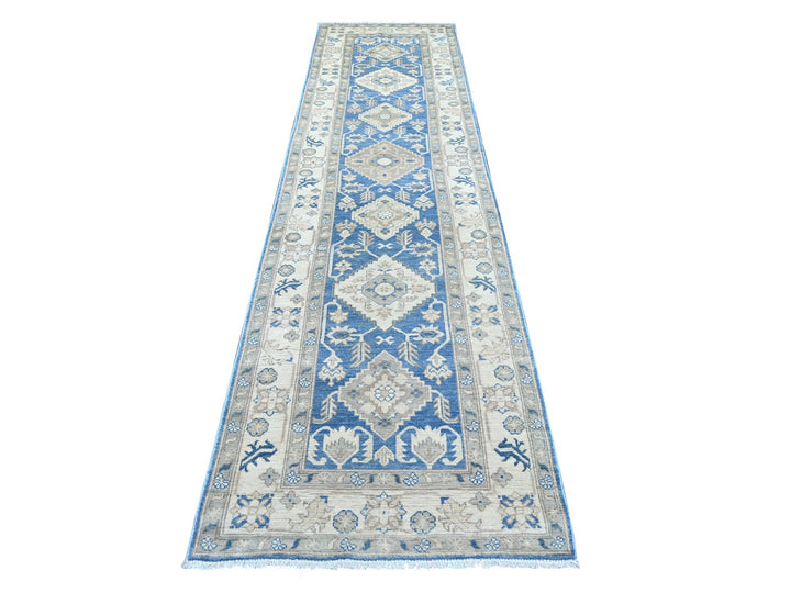 3'0" x 11'6" New Hand Knotted Blue Wool Runner Oriental Rug - MOA10221833