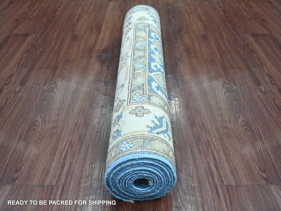 3'0" x 11'6" New Hand Knotted Blue Wool Runner Oriental Rug - MOA10221833