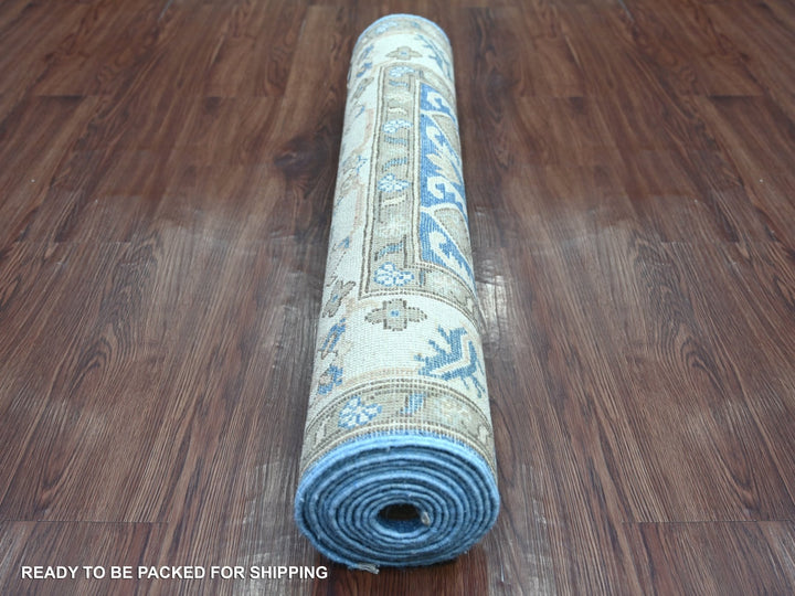 3'0" x 11'6" New Hand Knotted Blue Wool Runner Oriental Rug - MOA10221833