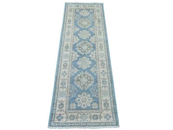 2'0" x 5'11" New Hand Knotted Blue Wool Runner Oriental Rug - MOA10221834