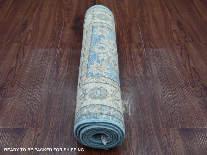 2'0" x 5'11" New Hand Knotted Blue Wool Runner Oriental Rug - MOA10221834