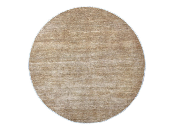 9'8" x 9'9" New Hand Knotted Brown Wool Round Oriental Rug - MOA10221835