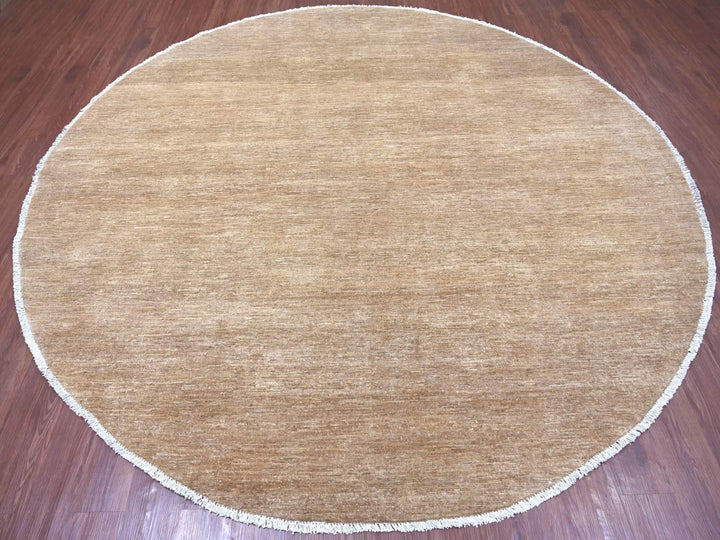 9'8" x 9'9" New Hand Knotted Brown Wool Round Oriental Rug - MOA10221835