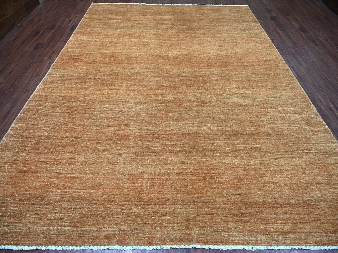 8'11" x 11'7" New Hand Knotted Brown Wool Rectangle Oriental Rug - MOA10221836