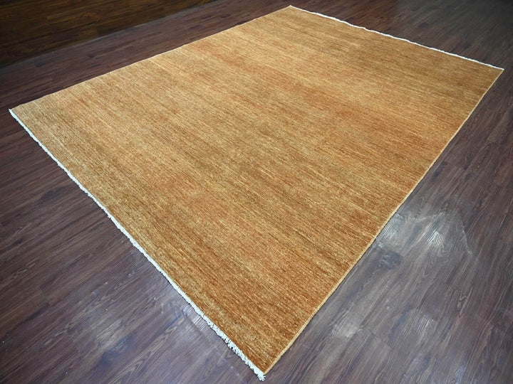 8'11" x 11'7" New Hand Knotted Brown Wool Rectangle Oriental Rug - MOA10221836