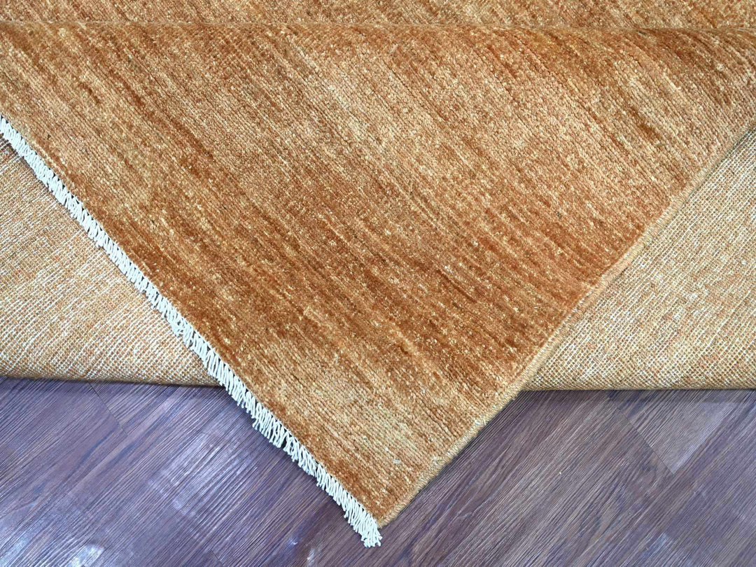 8'11" x 11'7" New Hand Knotted Brown Wool Rectangle Oriental Rug - MOA10221836