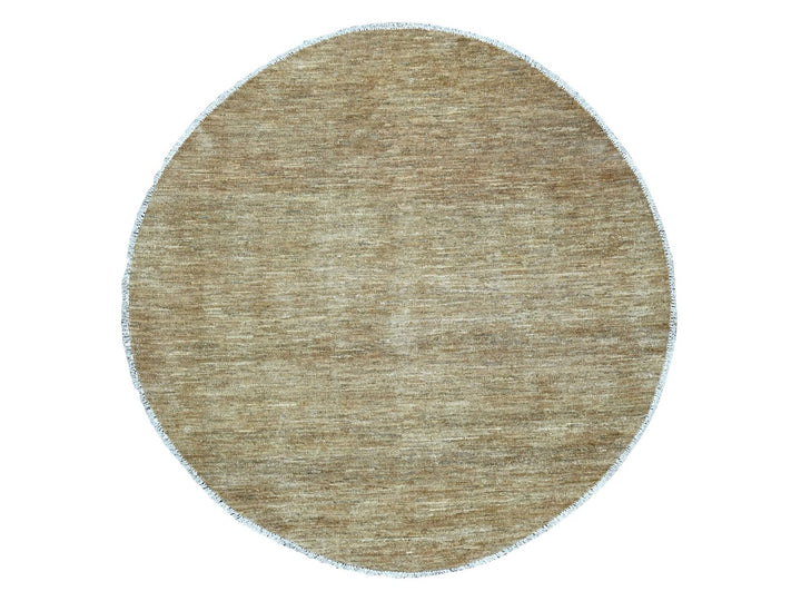 5'10" x 5'10" New Hand Knotted Brown Wool Round Oriental Rug - MOA10221837