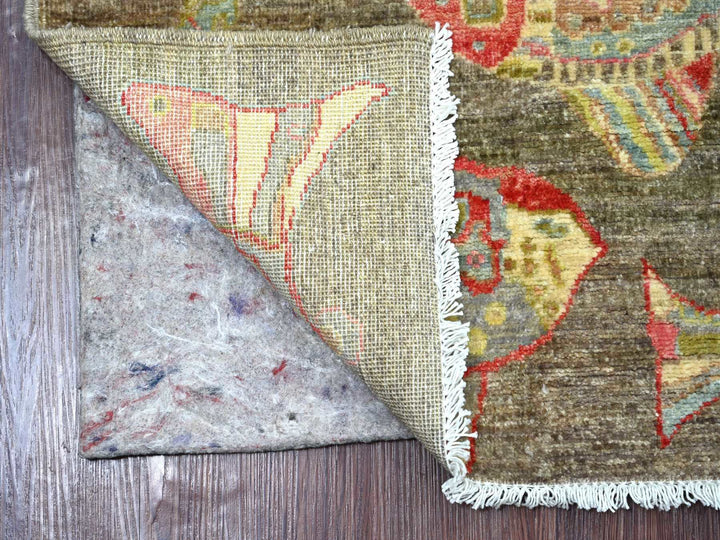 2'6" x 7'10" New Hand Knotted Brown Wool Runner Oriental Rug - MOA10221838