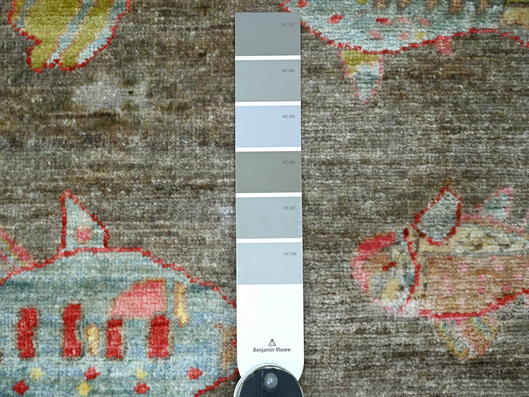 2'6" x 7'10" New Hand Knotted Brown Wool Runner Oriental Rug - MOA10221838