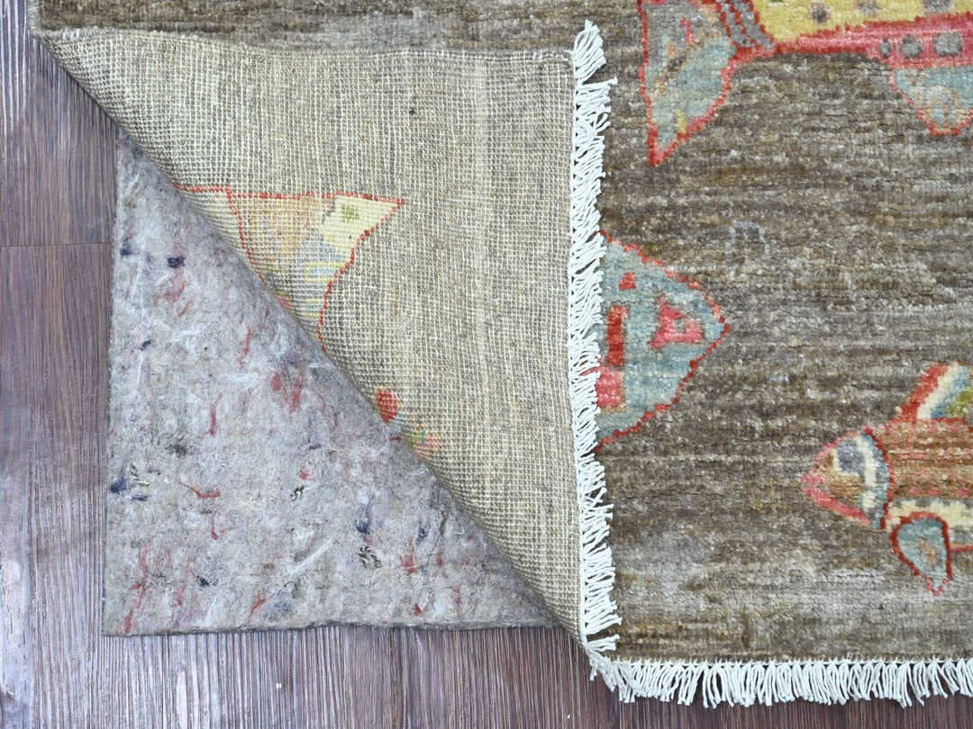 2'10" x 4'9" New Hand Knotted Brown Wool Rectangle Oriental Rug - MOA10221839