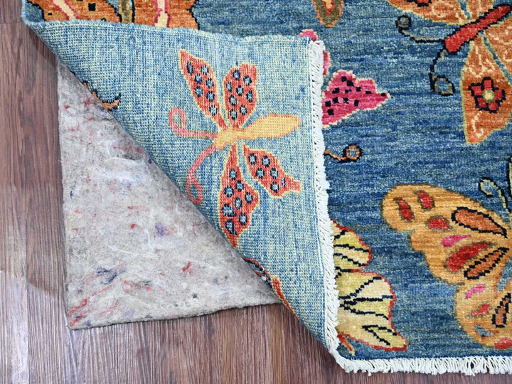 2'6" x 7'6" New Hand Knotted Blue Wool Runner Oriental Rug - MOA10221840